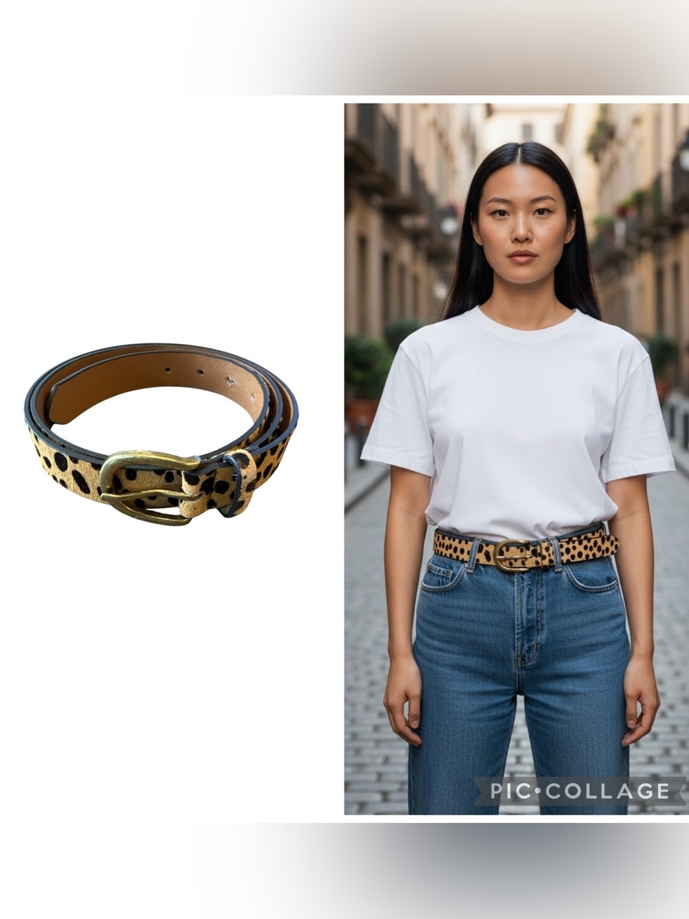 LOFT Calf Hair Leopard Print Genuine Leather Belt Size L